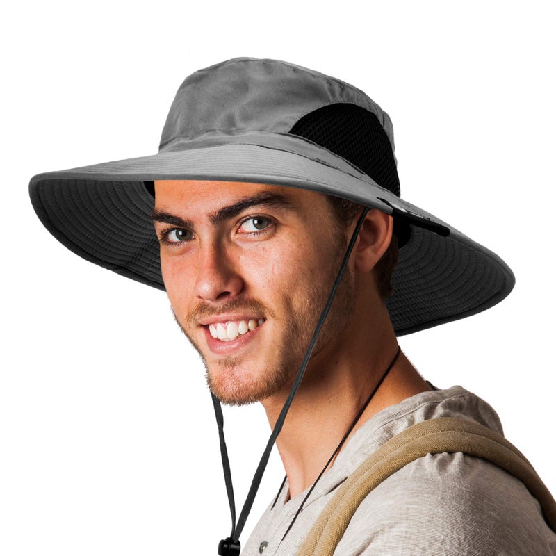 Suncube SUN CUBE Wide Brim Sun Hat Men Women, Mens Fishing Hats Sun UV Protection, Womens Hiking Bucket Hat, Outdoor Summer Safari Beach Boonie, Camping Unisex UPF 50+ Gray - Image 2
